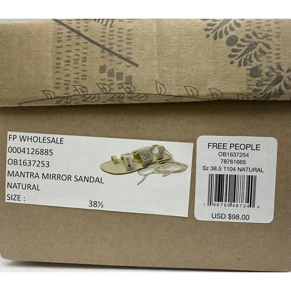 FREE‎ PEOPLE Women’s Mantra Mirror Sandals / Natural Size US 8 /EU38.5 New